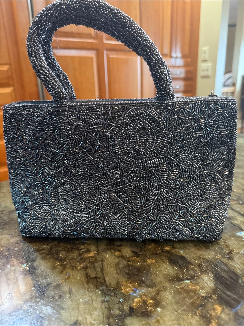 Vintage Blue Beaded Evening Bag - Picture 6 of 14